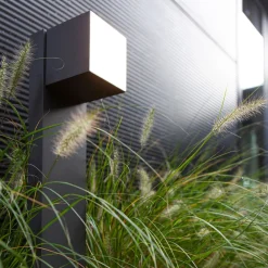 LUTEC Cuba LED-veilampe, antrasitt med stikkontakt| Gatebelysning, Pullert Belysning