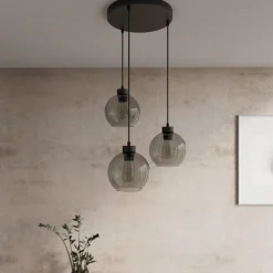 TK Lighting Cubus hengelampe, Ø 50 cm, 3 lyskilder, røykgrå, glass| Pendellamper