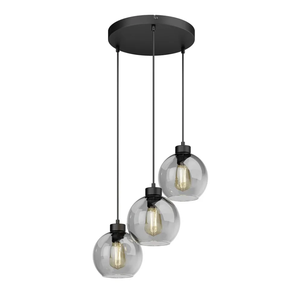 TK Lighting Cubus hengelampe, Ø 50 cm, 3 lyskilder, røykgrå, glass| Pendellamper