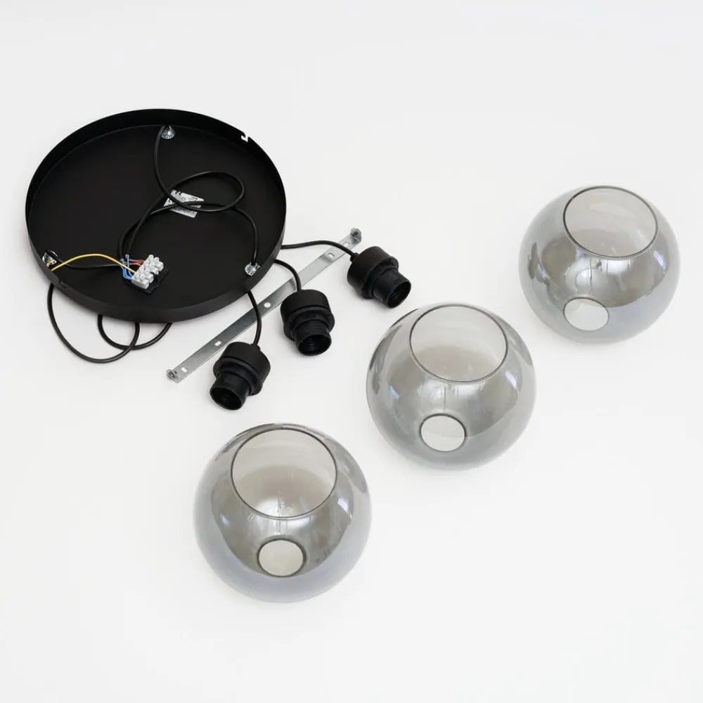 TK Lighting Cubus hengelampe, Ø 50 cm, 3 lyskilder, røykgrå, glass| Pendellamper