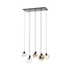 TK Lighting Cubus hengelampe, 85 cm, 8 lyskilder, klar/honning/brun, glass