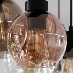 TK Lighting Cubus hengelampe, 85 cm, 8 lyskilder, klar/honning/brun, glass