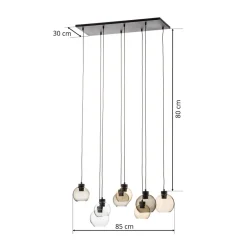 TK Lighting Cubus hengelampe, 85 cm, 8 lyskilder, klar/honning/brun, glass