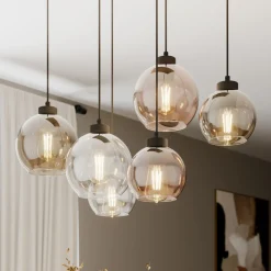 TK Lighting Cubus hengelampe, 74 cm, 6 lyskilder, klar/honning/brun, glass Sale