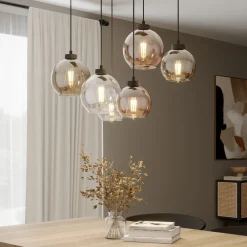 TK Lighting Cubus hengelampe, 74 cm, 6 lyskilder, klar/honning/brun, glass Sale