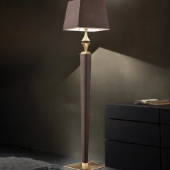 Masiero Darshan gulvlampe med brun skinn-tildekning New