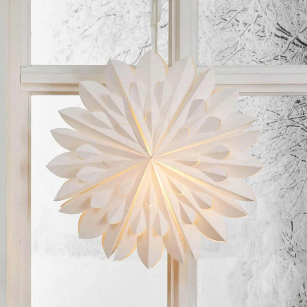 STAR TRADING Dekorativ stjerne Cliff, papir, uten stikkontakt hvit Ø 60cm Outlet