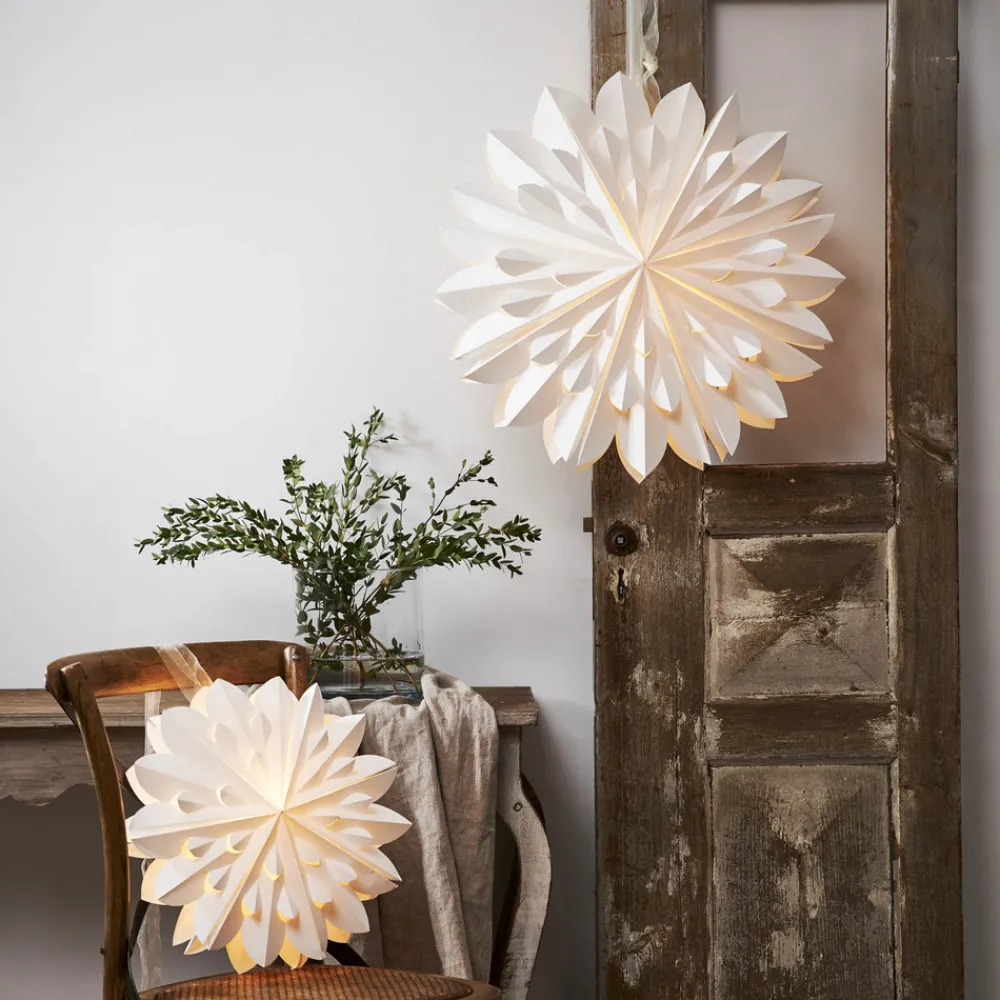 STAR TRADING Dekorativ stjerne Cliff, papir, uten stikkontakt hvit Ø 60cm Outlet