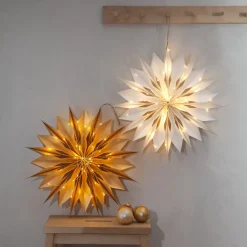 STAR TRADING Dekostjerne Flinga papir hvit med magnet, batteri Best