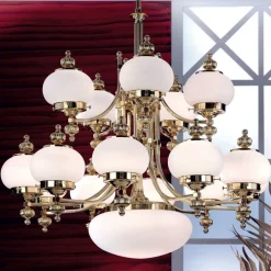 ORION Delia lysekrone, messingfarget Ø 100 cm, 16-lys, glass Best