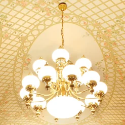 ORION Delia lysekrone, messingfarget Ø 100 cm, 16-lys, glass Best