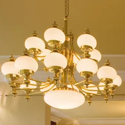 ORION Delia lysekrone, messingfarget Ø 100 cm, 16-lys, glass Best