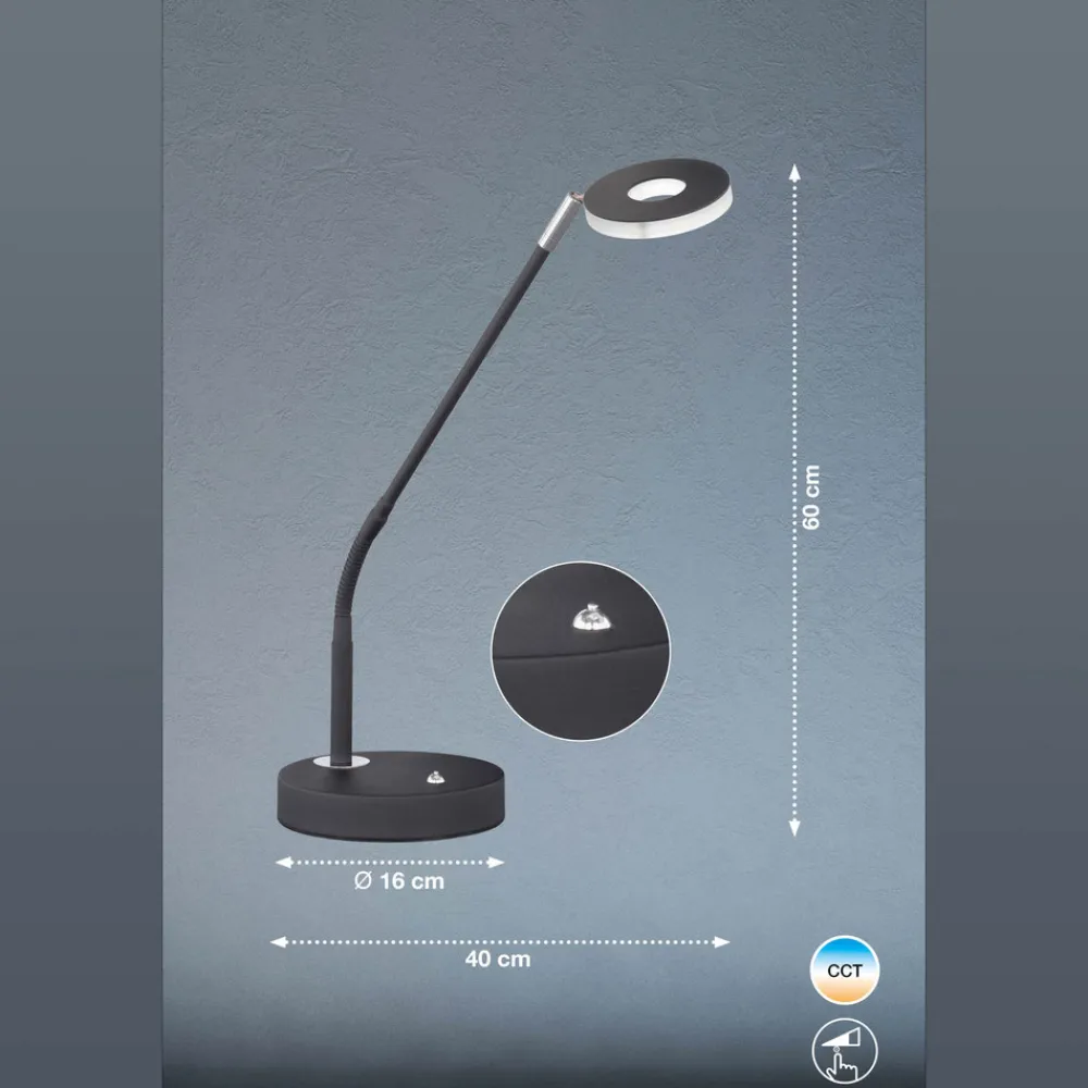 FISCHER & HONSEL Dent LED-bordlampe, dimbar, CCT, 6W, svart Outlet