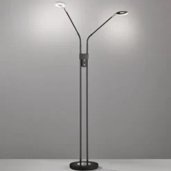 FISCHER & HONSEL Dent LED-gulvlampe, dimbar, CCT, 2 x 6W svart Clearance