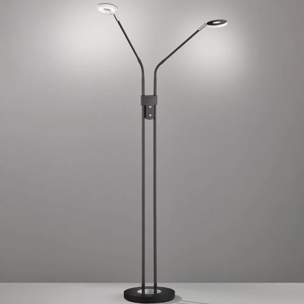 FISCHER & HONSEL Dent LED-gulvlampe, dimbar, CCT, 2 x 6W svart Clearance