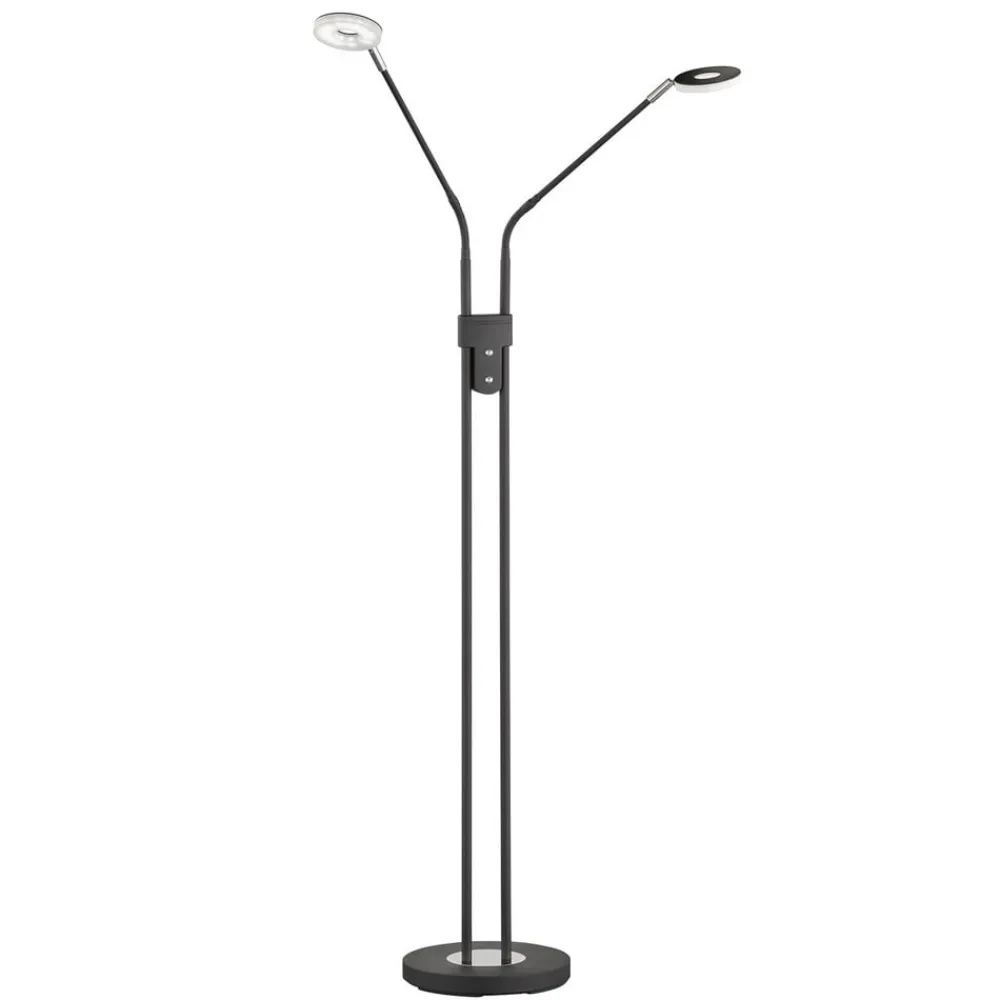 FISCHER & HONSEL Dent LED-gulvlampe, dimbar, CCT, 2 x 6W svart Clearance