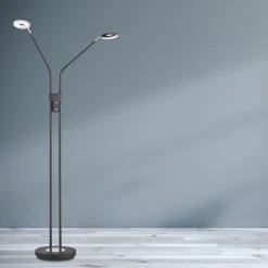 FISCHER & HONSEL Dent LED-gulvlampe, dimbar, CCT, 2 x 6W svart Clearance