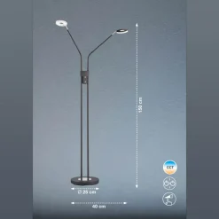FISCHER & HONSEL Dent LED-gulvlampe, dimbar, CCT, 2 x 6W svart Clearance