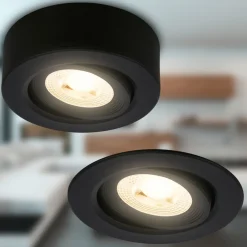 Briloner Desi innfellingslampe, svart, Ø9cm, av/på, 3000K| Downlights