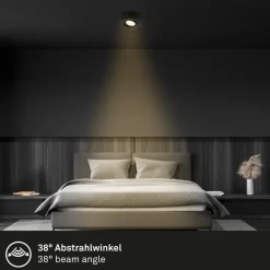 Briloner Desi innfellingslampe, svart, Ø9cm, av/på, 3000K| Downlights