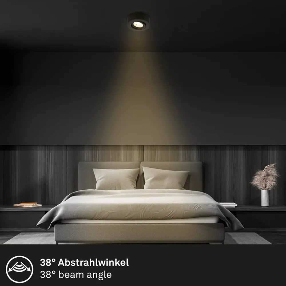 Briloner Desi innfellingslampe, svart, Ø9cm, av/på, 3000K| Downlights