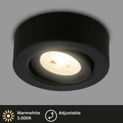 Briloner Desi innfellingslampe, svart, Ø9cm, av/på, 3000K| Downlights