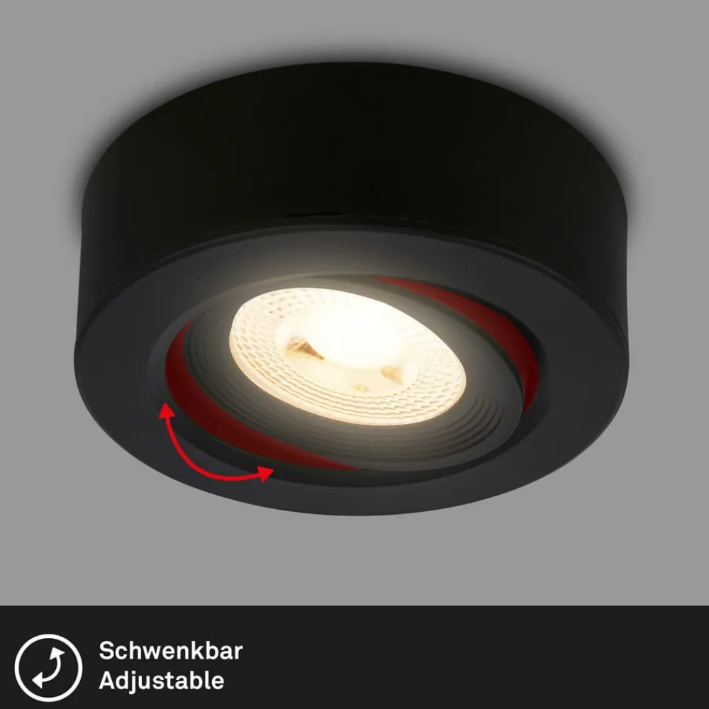 Briloner Desi innfellingslampe, svart, Ø9cm, av/på, 3000K| Downlights