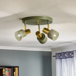 Argon Downlight Destin, 3 lyskilder grønn/messing| Spotter I Tak