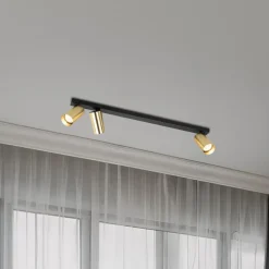 Milagro Lighting Downlight Hero, svart/gull, 3 lyskilder, 70 cm, metall Discount