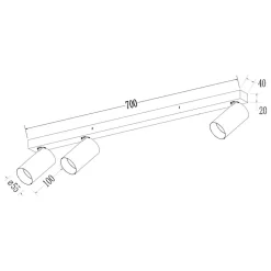 Milagro Lighting Downlight Hero, svart/gull, 3 lyskilder, 70 cm, metall Discount