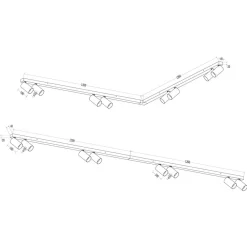 Milagro Lighting Downlight Hero, svart/gull, 8 lyskilder, 240 cm, metall| Spotter I Tak