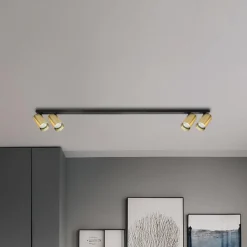 Milagro Lighting Downlight Hero, svart/gull, 4 lyskilder, 120 cm, metall| Spotter I Tak