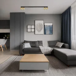 Milagro Lighting Downlight Hero, svart/gull, 4 lyskilder, 120 cm, metall| Spotter I Tak