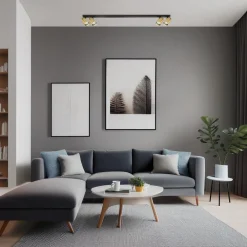 Milagro Lighting Downlight Hero, svart/gull, 4 lyskilder, 120 cm, metall| Spotter I Tak