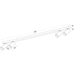 Milagro Lighting Downlight Hero, svart/gull, 4 lyskilder, 120 cm, metall| Spotter I Tak