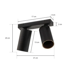 Nowodvorski Lighting Downlight Mono II svart/innvendig gull 2 lyskilder New