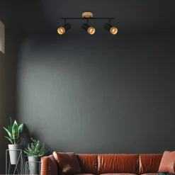 Briloner Downlight Plek GU10 svart/tre 3 lyskilder Online