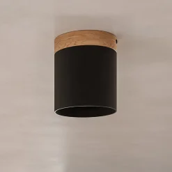 SOLLUX LIGHTING Downlight Rif, svart, Ø 12 cm, tre, aluminium Clearance