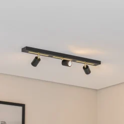 Luminex Downlight Rodez, svart/gull, lengde 80 cm, 3 lyskilder, IP50, 100 W, 1200 lm,| Spotter I Tak