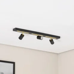 Luminex Downlight Rodez, svart/gull, lengde 80 cm, 3 lyskilder, IP50, 100 W, 1200 lm,| Spotter I Tak