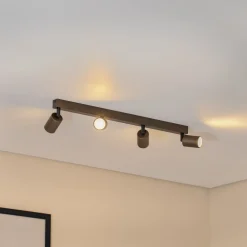 TK Lighting Downlight Top, justerbar, brun, 4 lyskilder, lineær New