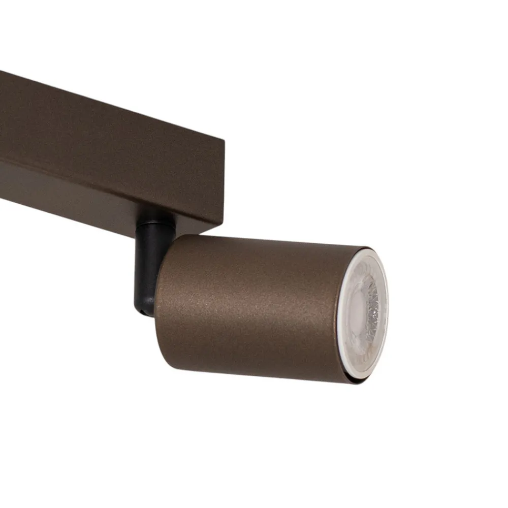 TK Lighting Downlight Top, justerbar, brun, 4 lyskilder, lineær New