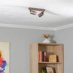 TK Lighting Downlight Top, justerbar, brun, 2 lyskilder, lineær| Spotter I Tak|Taklamper