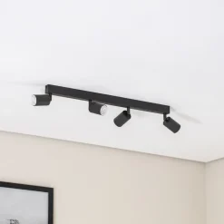 TK Lighting Downlight Top, svart, 83 cm, 4 lyskilder, metall, GU10| Spotter I Tak