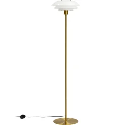 Dyberg Larsen gulvlampe DL31, messingfarget, høyde 133 cm New