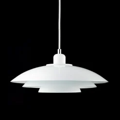 Dyberg Larsen pendellampe Kaje, hvit, Ø 40 cm, metall