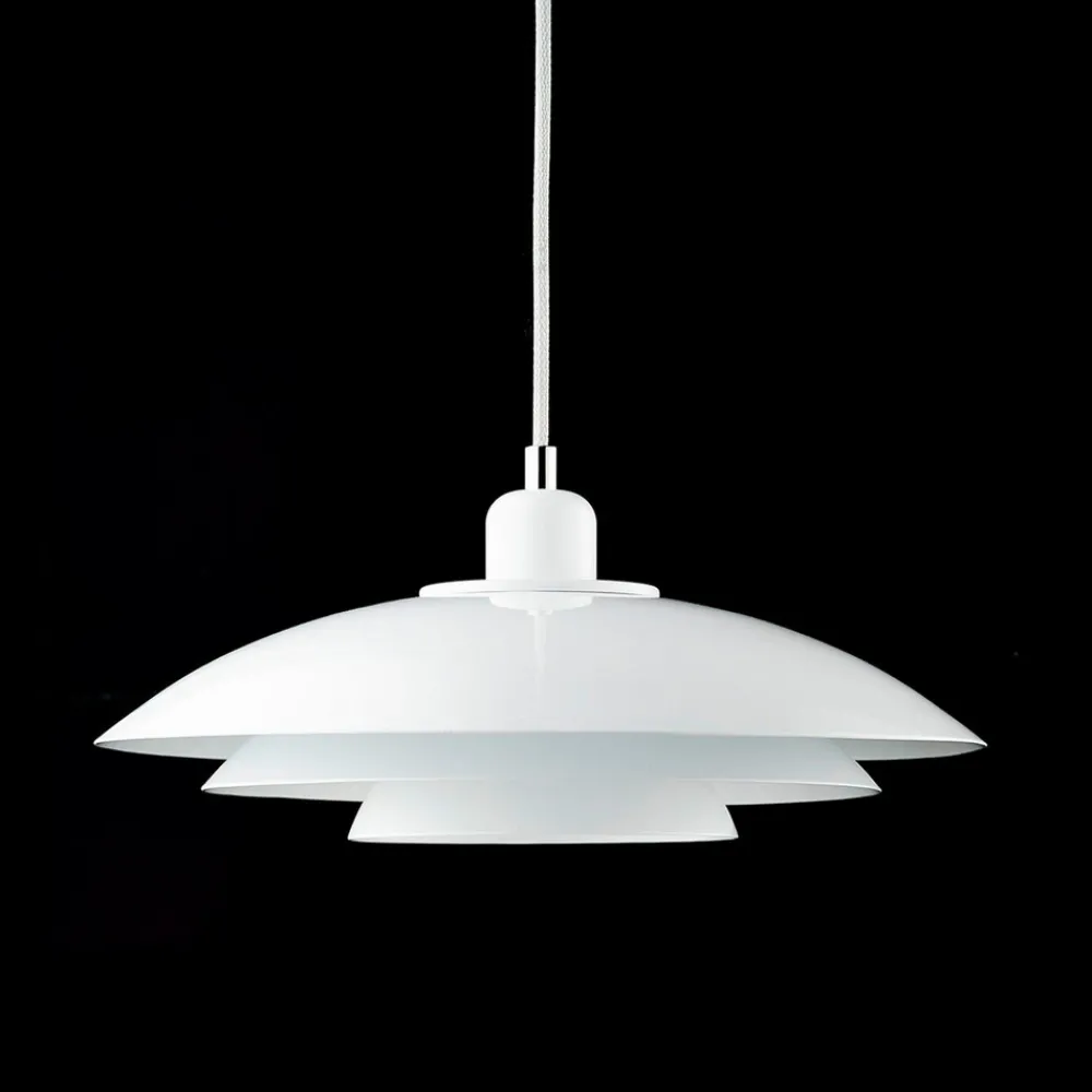 Dyberg Larsen pendellampe Kaje, hvit, Ø 40 cm, metall