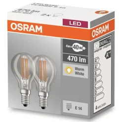 OSRAM E14 4 W 827 LED-dråpepære i sett på 2| E14 Pærer|Filament Pærer