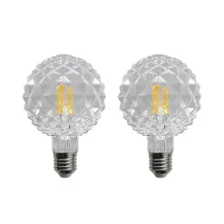 Lucande E27 3,8W LED-pære G95 2 700 K struktur klart 2 stk Sale