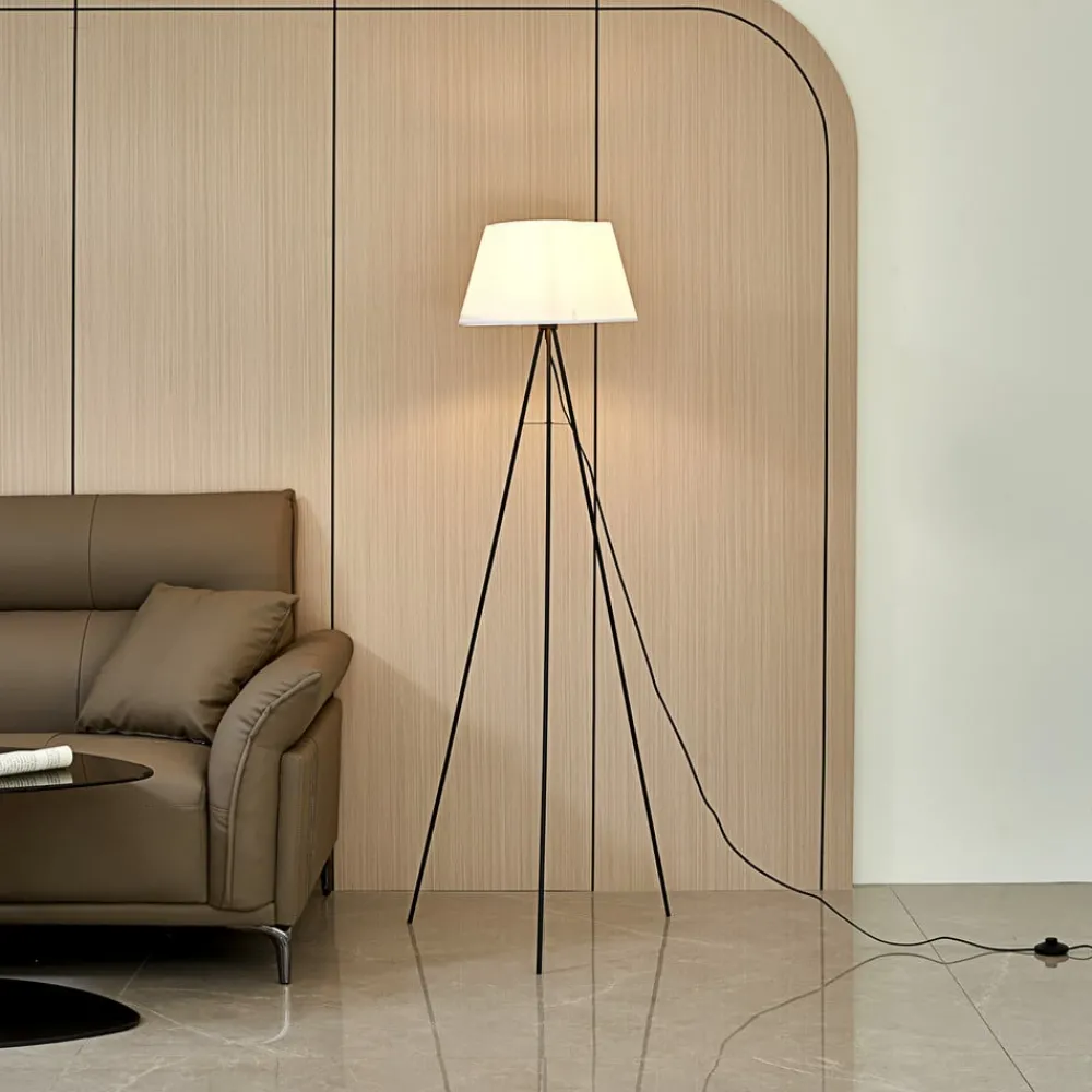 ELC Elsika gulvlampe på stativ, stoffskjerm, brun| Gulvlamper